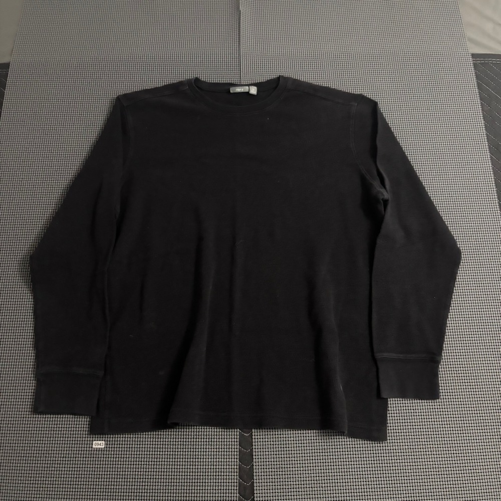 Apt 9 Mens XL Black Thermal Long Sleeve Waffle Knit Crew Neck Shirt